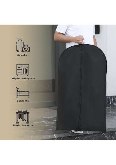 Jokey Ambalaj Fermuarlı Dolapiçi Gamboç Kıyafet,takım Elbise,abiye Ve Gelinlik Kılıfı 60x120cm Renk Seçenekli Siyah