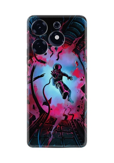 Tecno Spark 10 Pro Kılıf Silikon Desen Özel Seri Astronot Attack 1702