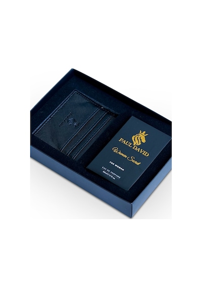 Hediyelik Set Özel Kadın Edp Parfüm Ve Siyah Deri Kartlık- Tonka, Kakao, Sümbül Notalari, K-055 Amber