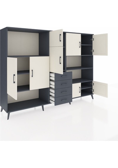 Hyperion Dolap 9 Raflı 4 Çekmeceli 8 Kapaklı 220x44x163 Antrasit- Antrasit-aytaşı/antrasit Hyperion Dolap 9 Raflı 4 Çekmeceli 8 Kapaklı 220x44x163 Antrasit- Antrasit-aytaşı/antrasit