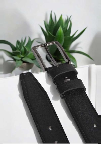 Deepsea Erkek Siyah %100 Hakiki Deri 3,5 Cm Klasik Kemer Kumaş Pantolon Kemeri 2502636 Siyah