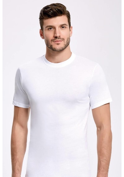 Bisiklet Yaka Erkek T-Shirt Beyaz