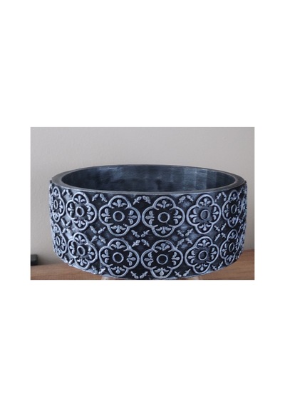 Beton Saksı Sukulent Bonzai Teraryum Arajman Çiçek Saksısı 18x7cm Bitki Hariç Siyah -gümüş
