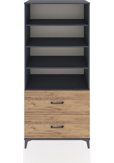 Hyperion Dolap 4 Raflı 2 Çekmeceli 88x44x195 Antrasit-çam Antrasit