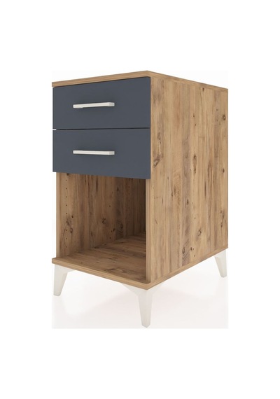 Kronos Komodin 2 Çekmeceli 44x59x80 Çam-antrasit Çam
