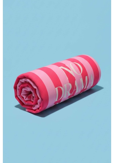 No Drama Please Çizgili Plaj Havlusu 70x150 Cm Pembe