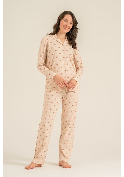 Rolypoly Anne Kız Cute Bears Krem Gömlek Pijama Takımı Rp3917-a-v1 Rp3917-a-v1