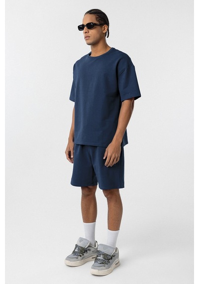 Basic Oversize Şort Takım İndigo
