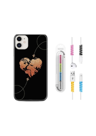 Apple Uyumlu iPhone 13 Mini Kılıf Kablo Koruyuculu Plane Heart 1721