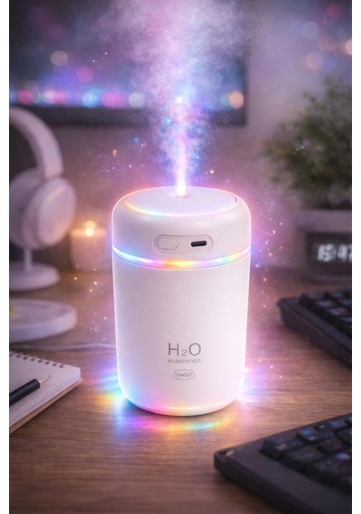 H2o Sessiz Ultrasonik Hava Nemlendirici Usb Şarjlı Gece Lambası Özellikli Oda Nemlendiricisi