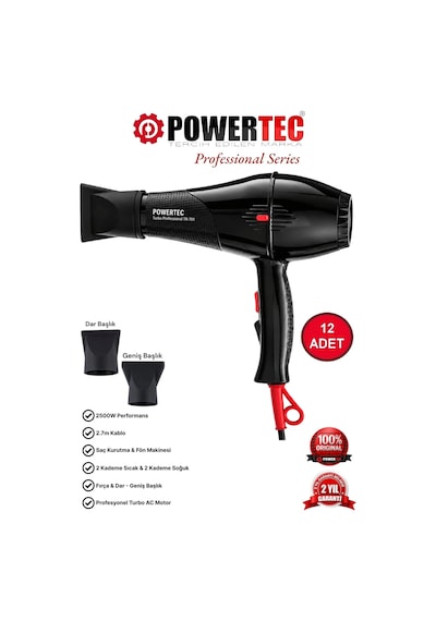 Powertec TR-701 Profesyonel Fön Makinesi 2500 W 12'li