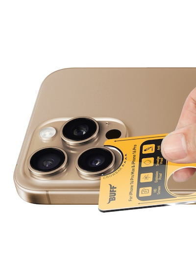Buff Apple Uyumlu iPhone 16 Pro Max / 16 Pro Titanyum Lens Koruyucu Gold Brown