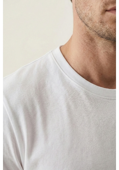 Elemge 3'lü Pamuk Likra Vücuda Oturan Magic Fit Erkek T-shirt Compact Penye Kısa Kol Esnek Tişört Elastan Siyah-beyaz-lacivert