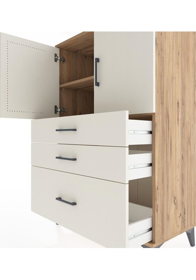 Hyperion Dolap 2 Raflı 3 Çekmeceli 2 Kapaklı 88x44x134 Çam-ay... Çam