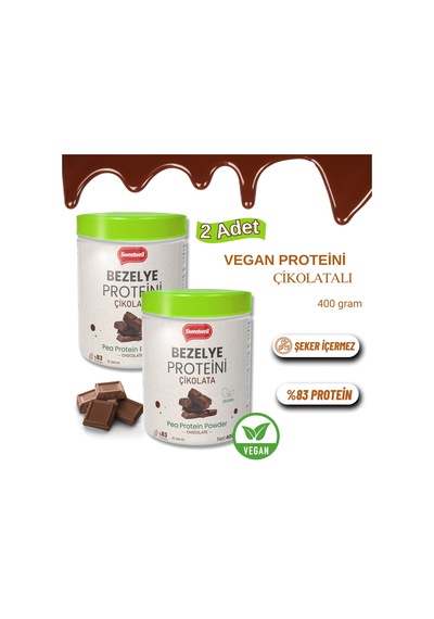 Sweetwell Çikolata Aromalı Vegan Bezelye Proteini Tozu 400 Gr X 2