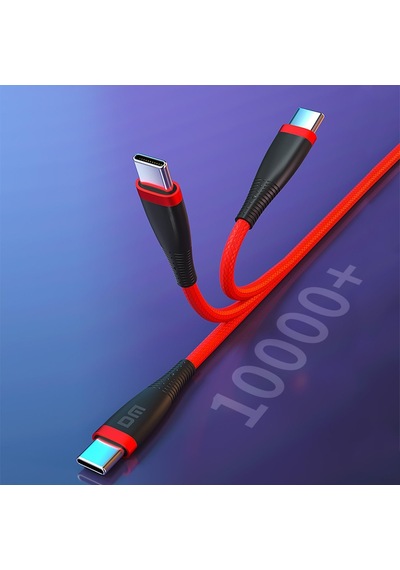 DM SL019 65W 1 M 3A Type-C to Type-C Hızlı Şarj ve Data Kablosu Kırmızı