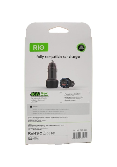 Rio Tech Rıo-c07 48w Hızlı Araç Şarj Cihazı Pd 3.0 Qc 3.0