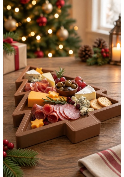 Noel Ağacı Şeklinde Sunum Kabı Kahverengi