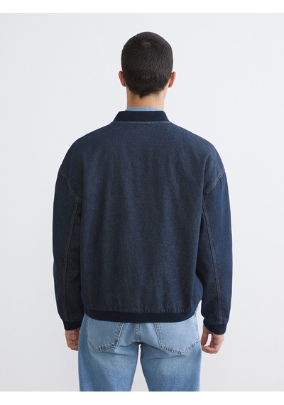 Lcw Jeans İndigo Rahat Kalıp Kolej Yaka Erkek Bomber Jean Ceket