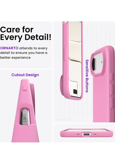 Apple Uyumlu iPhone 17 Air Içi Kadife Lansman Kılıf Ve 5d Tam Kaplayan Cam Ekran Koruyucu Açık Pembe