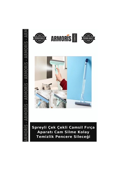 Spreyli Çek Çekli Camsil Fırça Aparatı Cam Silme Kolay Temizlik Pencere Sileceği Çok Renkli