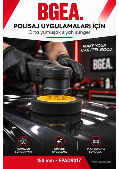 Bgea Premium Aplikatörlü Sünger Siyah 6 İnç 150 Mm