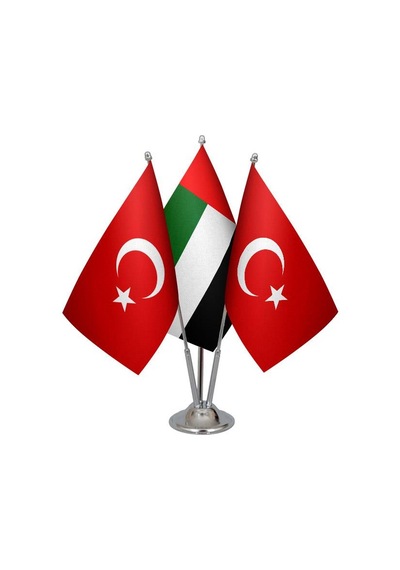 Masa Üstü Birleşik Arap Emirlikleri Bayrağı Türk Bayrağı Üçlü Kro