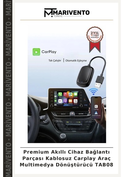 Premium Akıllı Cihaz Bağlantı Parçası Kablosuz Carplay Araç Multimedya Dönüştürücü Tab08 Diğer