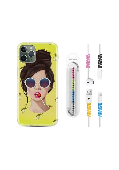 Apple Uyumlu iPhone 13 Pro Kılıf Kablo Koruyuculu Lollipop Woman 1416