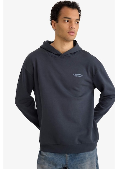 Defacto Boxy Fit Kapüşonlu Baskılı Sweatshirt F2109ax25auar206 Antrasit-ar206