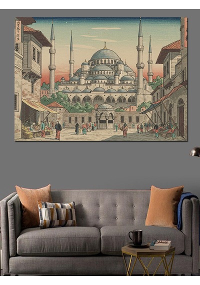 İstanbul Camii İllüstrasyonu Dekoratif Kanvas - Mdf Ahşap Tablo