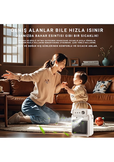 Masaüstü Nemlendiricili Fanlı Isıtıcı, 2000w 3 Kademeli Hızlı Hava Isıtıcı Xh-1202