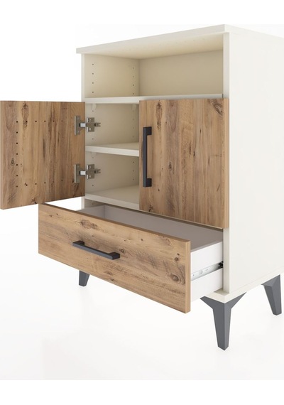 Arges Komodin 2 Raflı 2 Kapaklı 60x30x80 Aytaşı-çam Aytaşı
