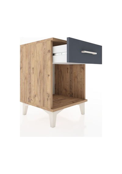 Hyperion Komodin Tek Çekmeceli 44x44x64 Çam-antrasit Atlas Çam