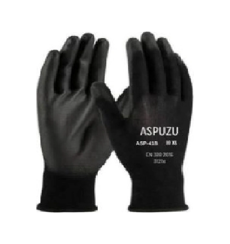 Aspuzu, Asp-41b Polyester Siyah Pu İş Güvenliği Eldiveni Aspuzu, Asp-41b Polyester Siyah Pu İş Güvenliği Eldiveni