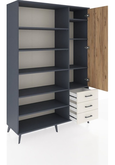 Hyperion Dolap 9 Raflı 3 Çekmeceli Tek Kapaklı 132x44x195 Antrasit-çam/aytaşı Atlas Çam/aytası Hyperion Dolap 9 Raflı 3 Çekmeceli Tek Kapaklı 132x44x195 Antrasit-çam/aytaşı Atlas Çam/aytası