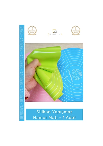 Hamurmatı Gıda Sınıfı Profesyonel Mutfak Tipi Hamur Açma Ölçülü Silikon Yapışmaz Hamur Matı - 1 Ade Çok Renkli