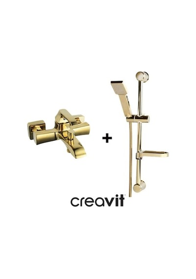 Creavit Avangart AG2500G + SH411G 2'li Banyo Armatür Batarya Seti Altın