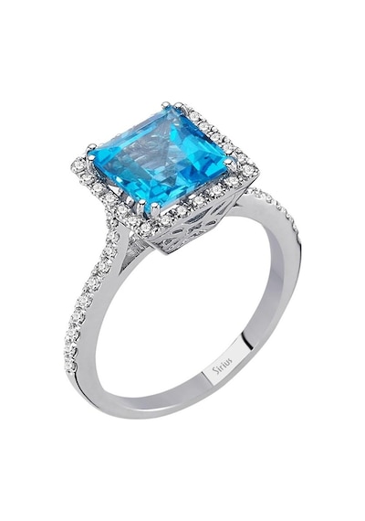 Sirius Pırlanta Ve Prenses Kesim Mavi Topaz Taşlı Yüzük 0804R0320
