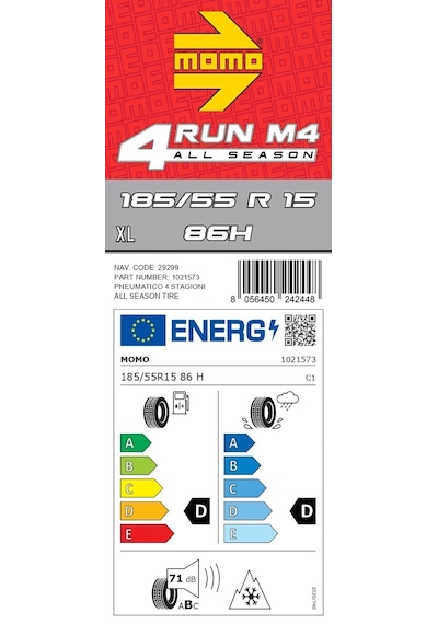Momo 185/55 R15 86H XL M4 Four Season Dört Mevsim Lastiği 2025