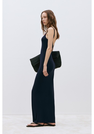 Suud Collection Lacivert Rae Askılı Basic Elbise