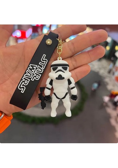 Star Wars Stormtrooper Figürü Anahtarlık Aksesuar Çanta Süsü Silikon 3d Aksiyon Figürü Beyaz - Siyah