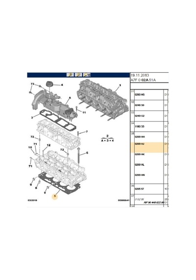 Silindir Kapak Contası Euro5 Dw4 3 Tırnak 206 207 208 2008 C3 0209hj