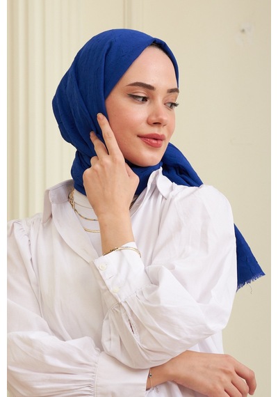 Bambu Şal Tesettür, Pamuklu, Hafif, Rahat, Şık, Yüksek Kalite, Hijab, Shawl, Original, Lux Saks Mavi