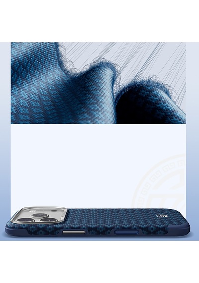 Apple Uyumlu iPhone 17 Pro Kılıf M-safeli Yükseltilmiş Çerçeveli Benks Armorgrid Armoredge X9 Kevlar Karbon Laciv Lacivert