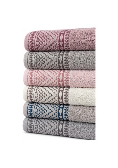 Otantik Jakarlı Banyo Havlusu Seti 6 Lı %100 Pamuk 70x140 Cm Çok Renkli