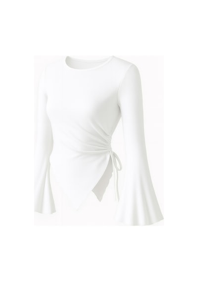 Meren Like Your Style Beyaz Yuvarlak Yaka Drape Detaylı İspanyol Kol Tesettür Uyumlu Üst Bluz Beyaz Meren Like Your Style Beyaz Yuvarlak Yaka Drape Detaylı İspanyol Kol Tesettür Uyumlu Üst Bluz Beyaz