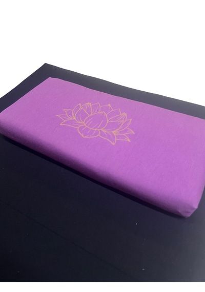 60x60 Meditasyon Minderi Seti İkili Yoga Meditasyon Minderi Lotus Çiçeği Baskılı Meditasyon Minderi Siyah - Mor