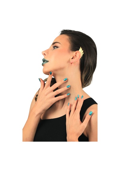 Kadın Mat Altın Renk Kaplama Sol Kulak Geçirmeli Model Yaprak Formlu Ear Cuff Küpe Altın