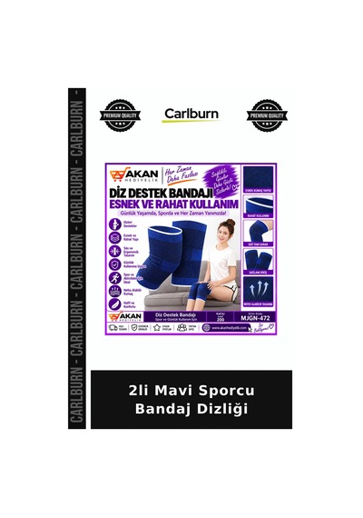 Özel Üretim Destek Antrenman 2li Mavi Sporcu Bandaj Dizliği